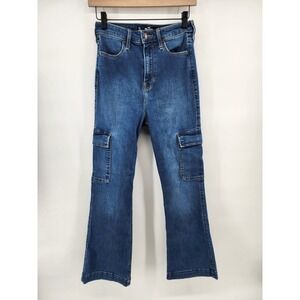 Hollister Highest Rise Soft Stretch Cargo Bootcut Jeans Dark Wash 5S W27 L29